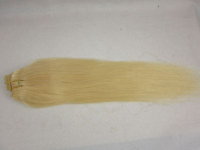 9 Pcs/lot Virgin Hair Clip On Extension Bleached Blonde 100% Human Hair